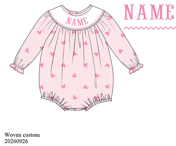 Personalized Smock - Pink Heart Bubble Corduroy Bubble