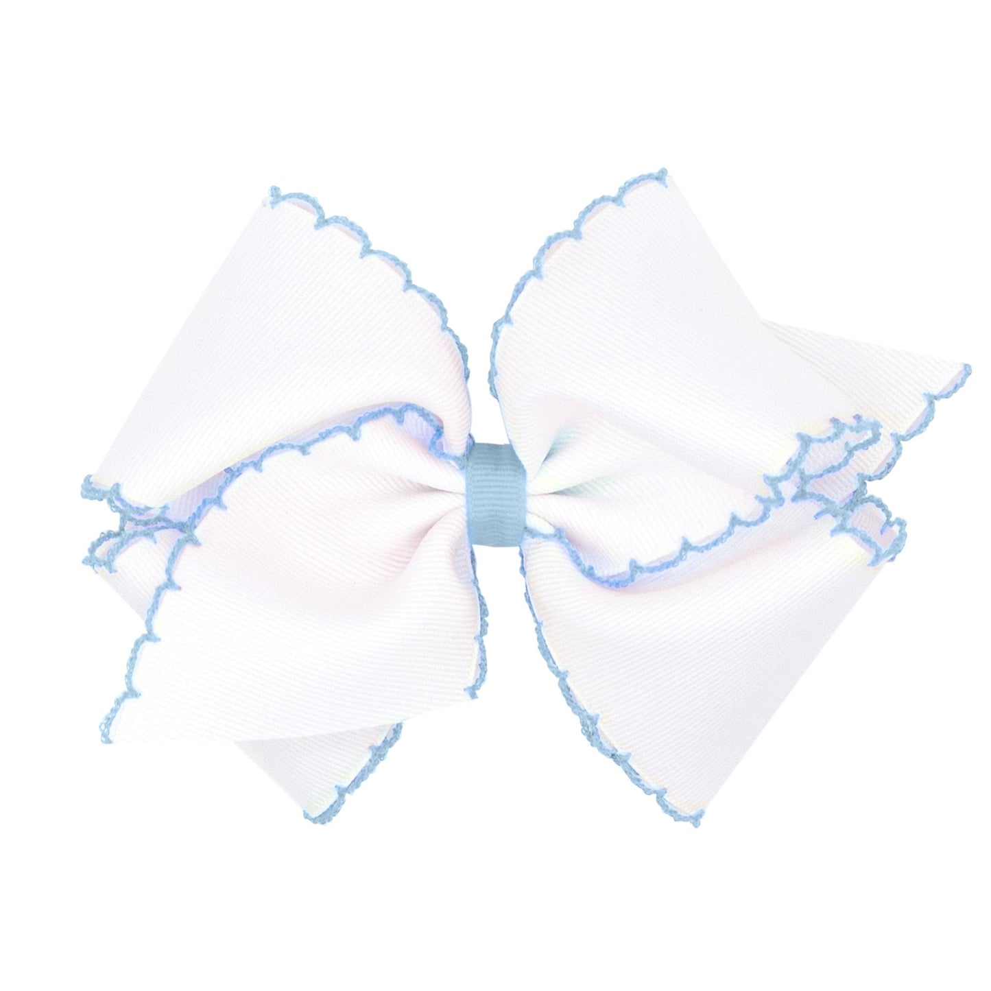 Medium moonstitch bow - White w/ Blue - George & Co.