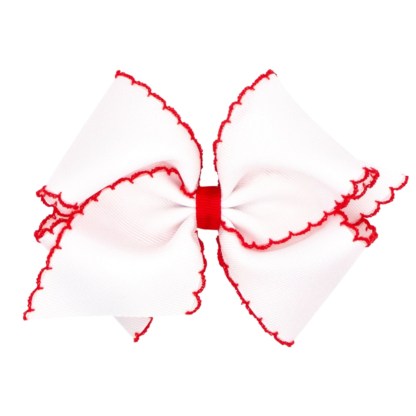 Medium moonstitch bow - White w/ red - George & Co.