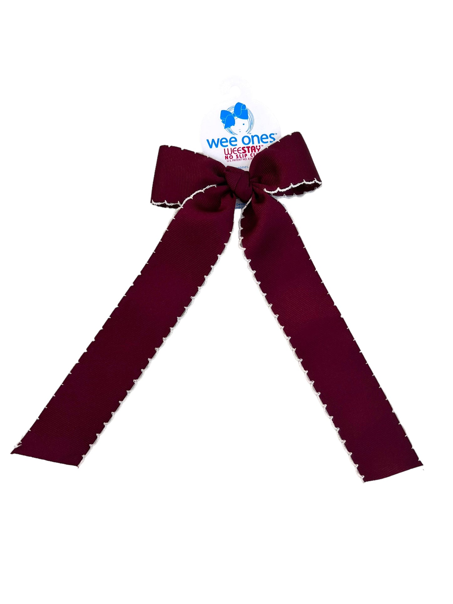 Medium Bow with Tails - Maroon/White - George & Co.