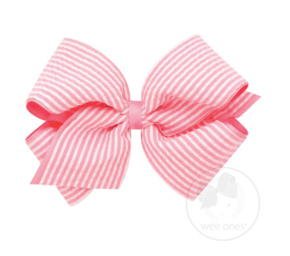 LARGE SEERSUCKER BOW - PINK - Made by McNamara