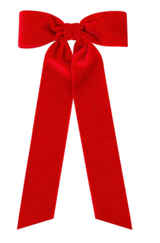 Medium Bow with Tails - Ivory Velvet - George & Co.