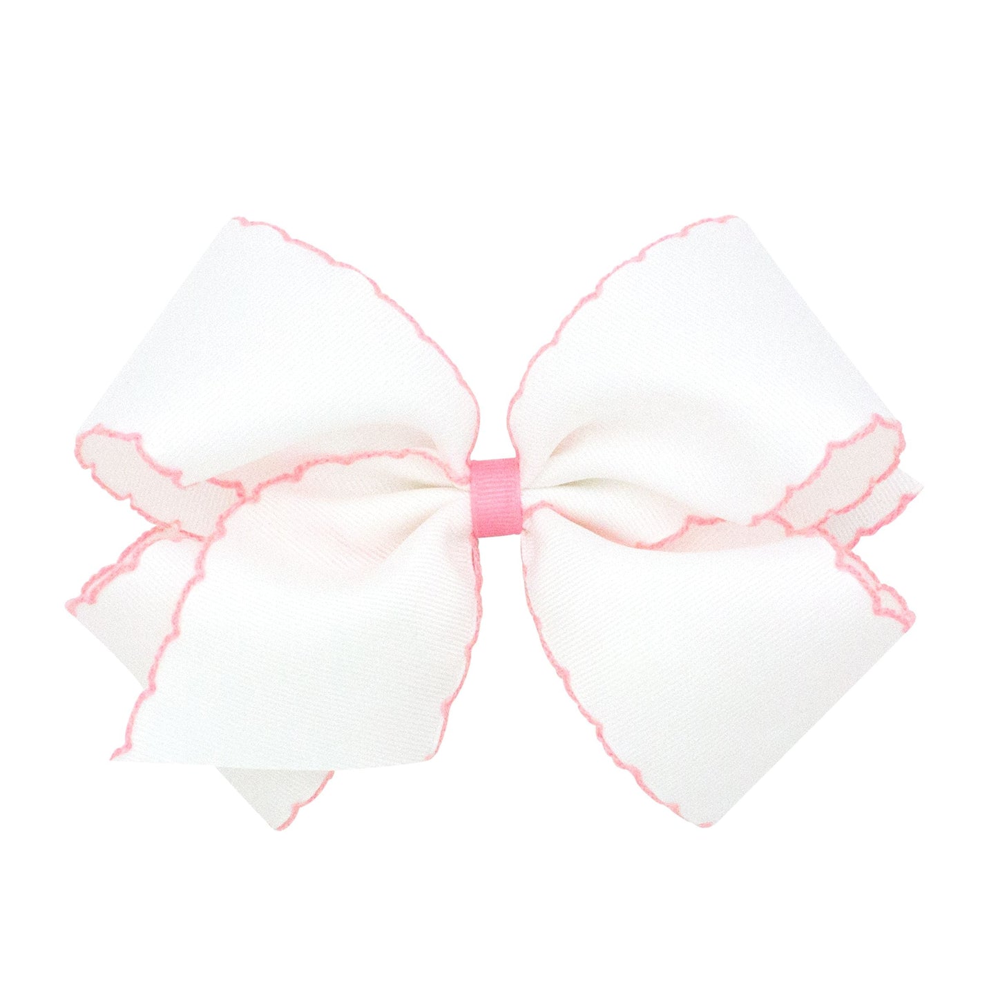 king moonstitch bow - white with light pink - Made by McNamara