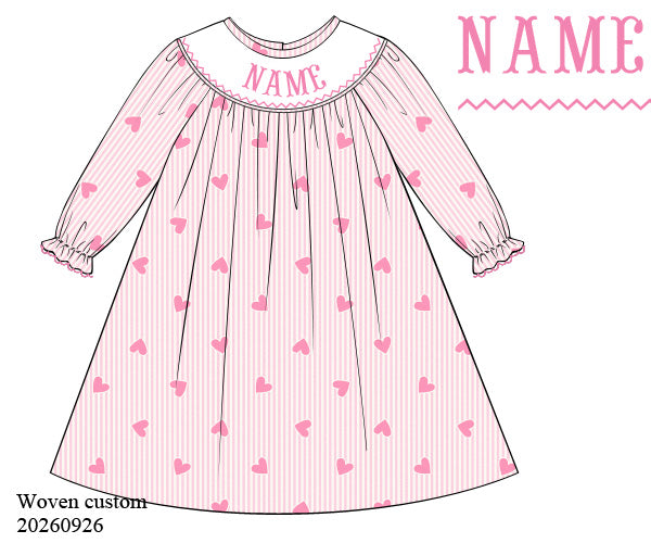 Personalized Smock - Pink Heart Corduroy Dress