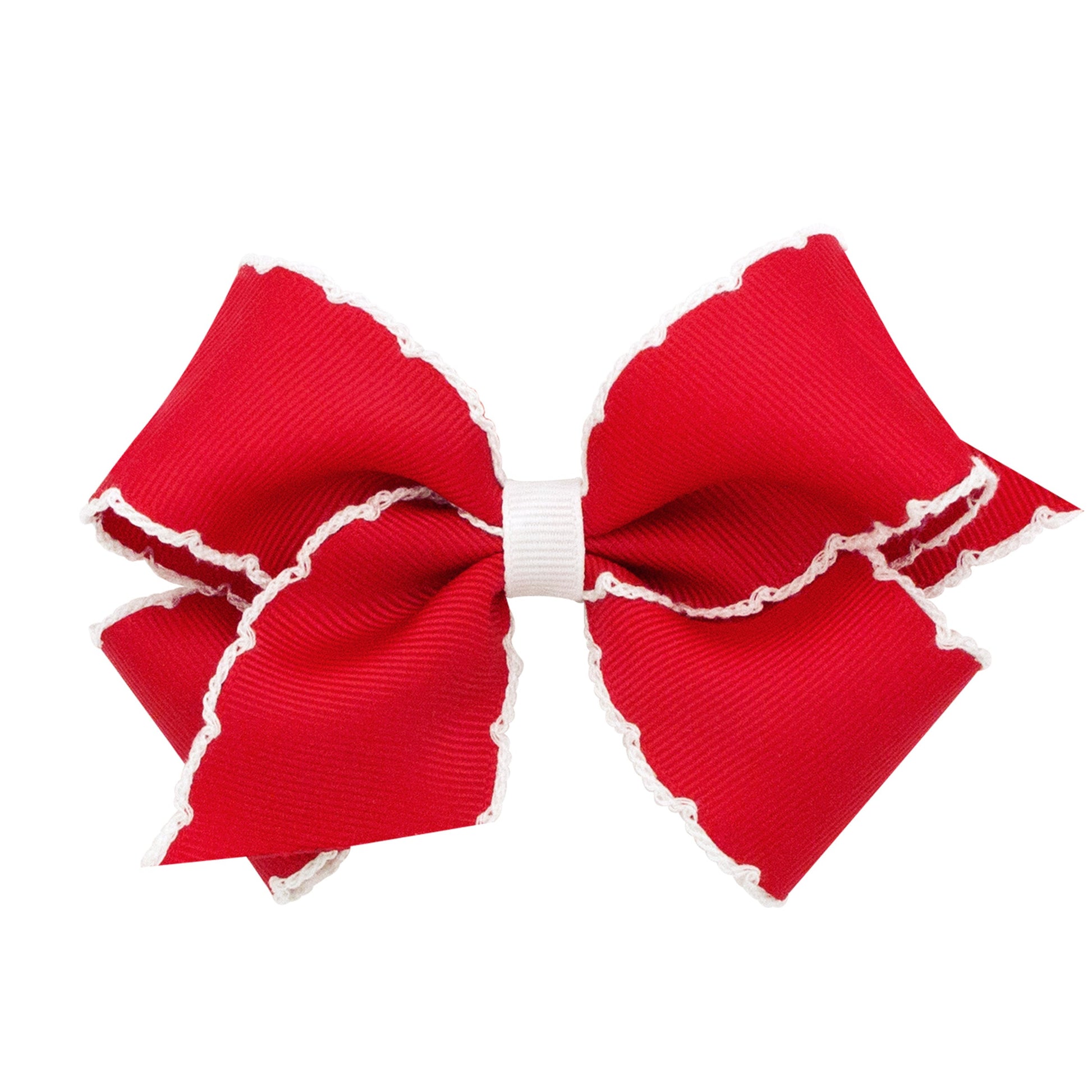 Medium moonstitch bow - Red w/ white - George & Co.