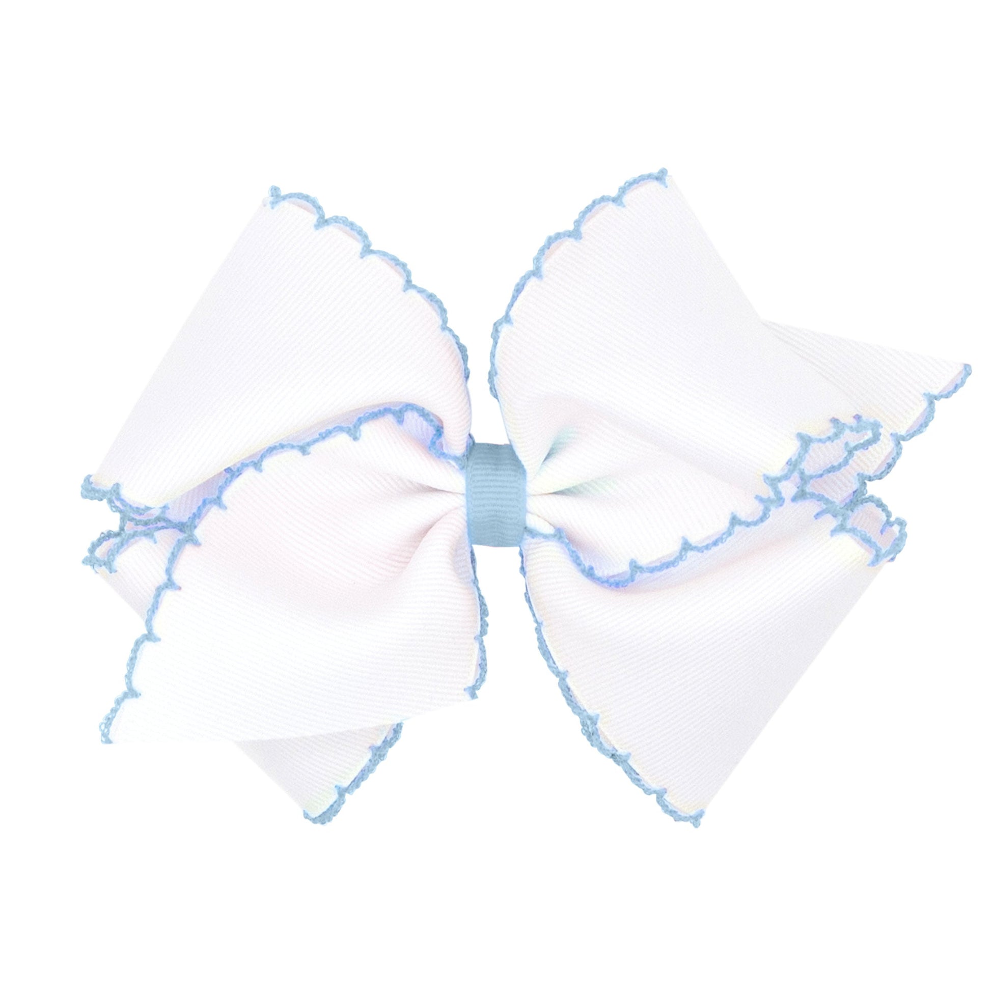 Medium moonstitch bow - White w/ Blue - George & Co.