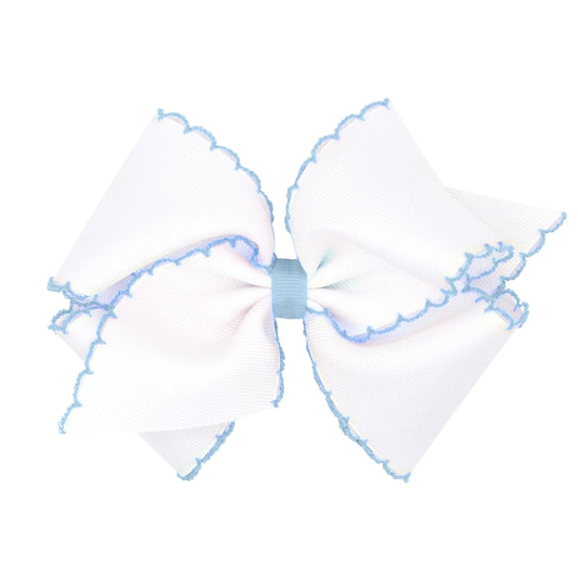 Medium moonstitch bow - White w/ Blue - George & Co.