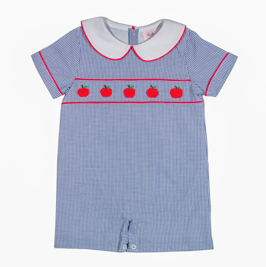 Navy Apple Romper - Boy