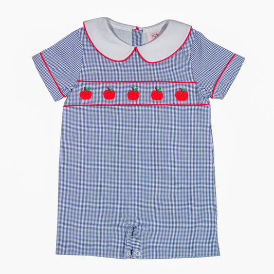 Navy Apple Romper - Boy