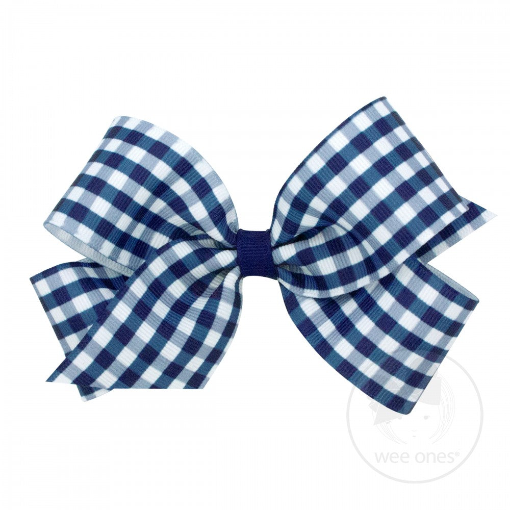 LARGE GINGHAM BOW - NAVY - Made by McNamara
