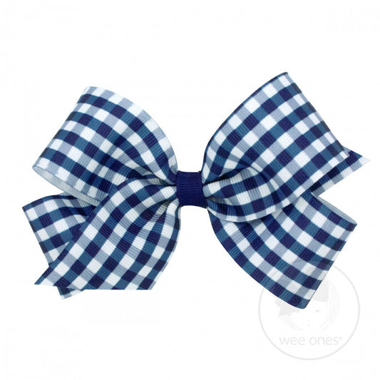 LARGE GINGHAM BOW - NAVY - Made by McNamara