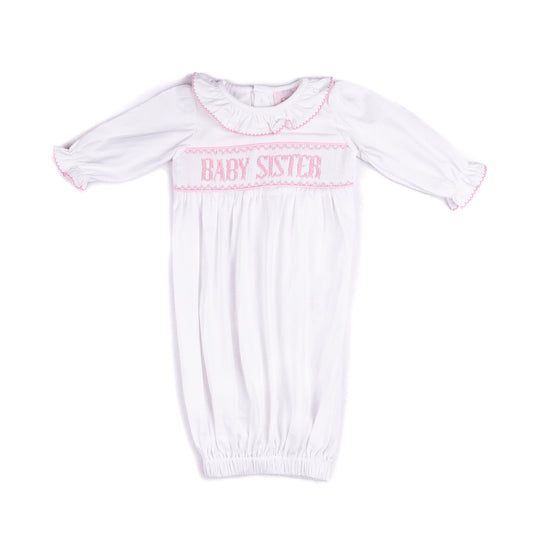 Baby Sister Gown - White/Pink