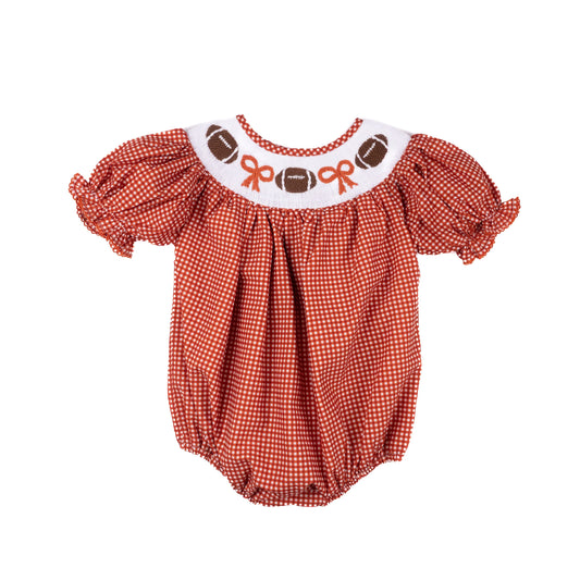 Burnt Orange Gingham Football - Hallie Bubble