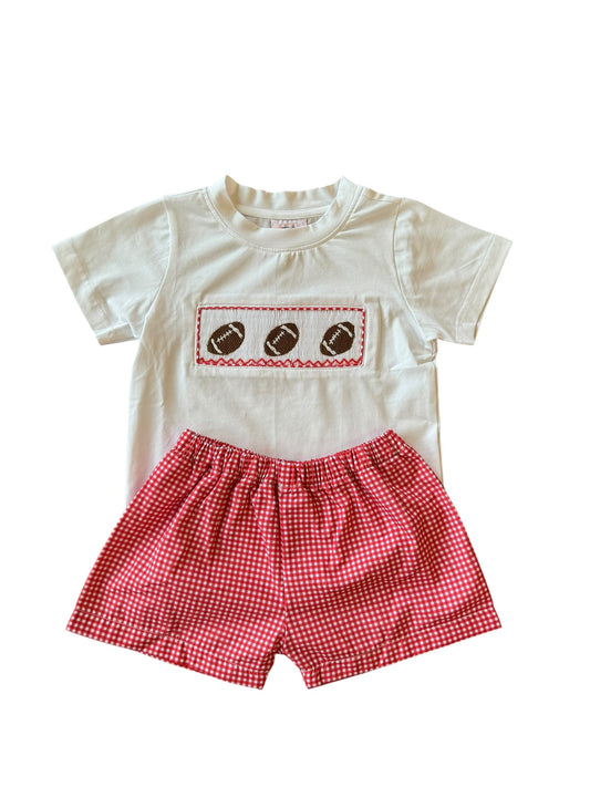 Red Gingham Football - Wyatt Short Set