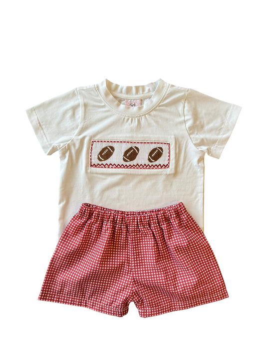Crimson Gingham Football - Wyatt Short Set