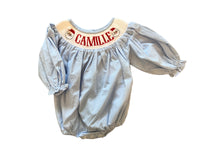 PERSONALIZED BLUE GINGHAM LONG SLEEVE SANTA BUBBLE PRE-ORDER