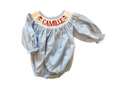 PERSONALIZED BLUE GINGHAM LONG SLEEVE SANTA BUBBLE PRE-ORDER