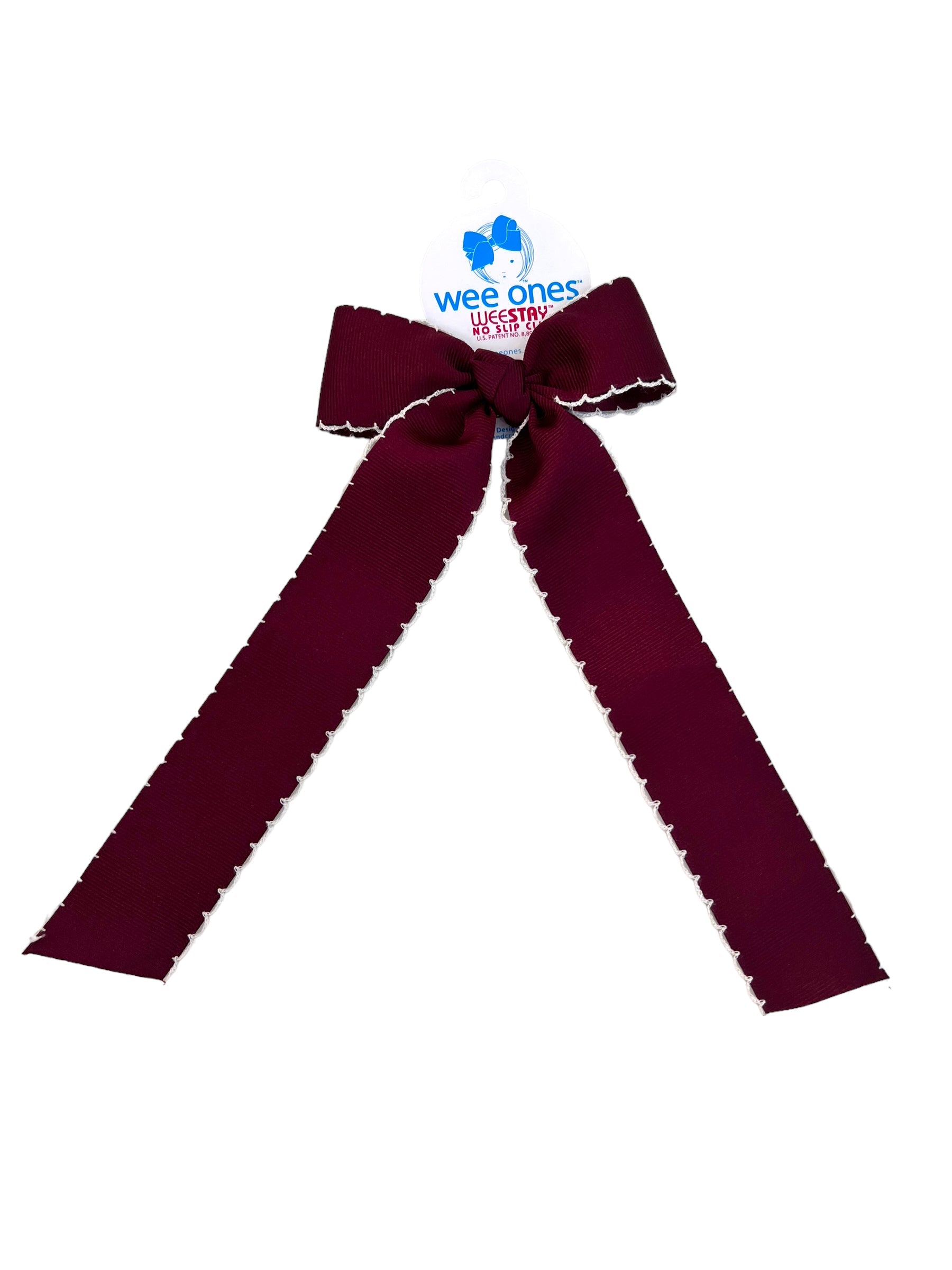 Medium Bow with Tails - Maroon/White - George & Co.