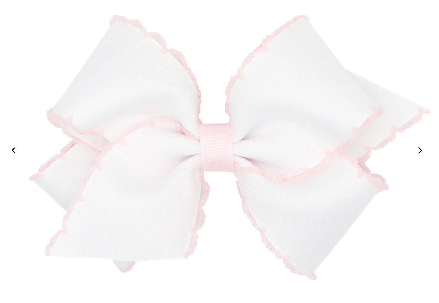 Medium moonstitch bow - White w/ Light Pink - George & Co.