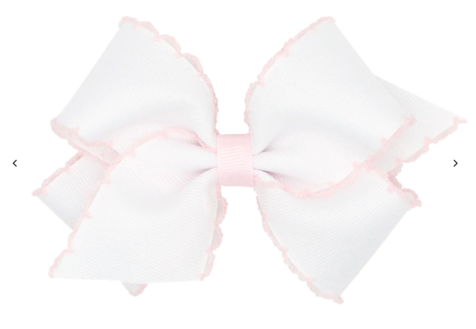 Medium moonstitch bow - White w/ Light Pink - George & Co.