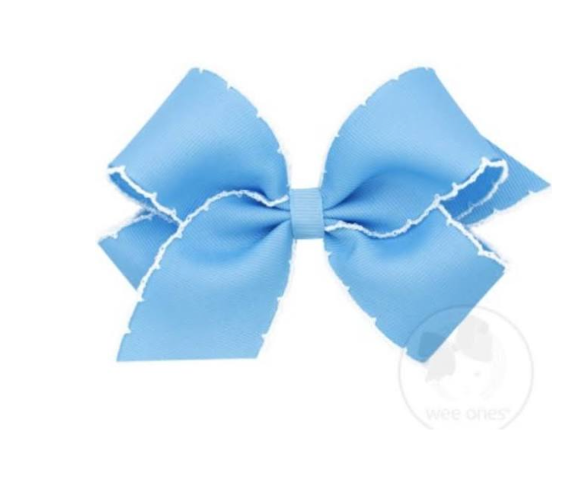 Medium moonstitch bow -  Blue w/ White - George & Co.