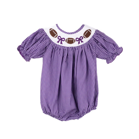 Purple Gingham Football - Hallie Bubble