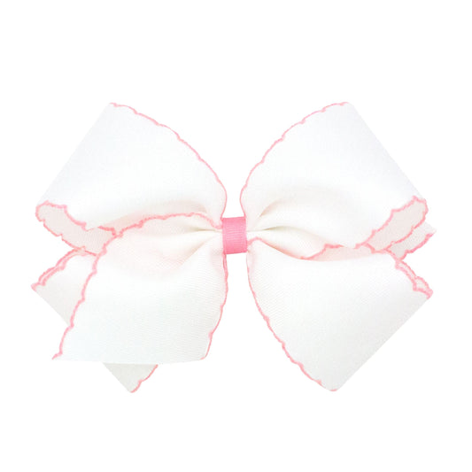 king moonstitch bow - white with light pink - Made by McNamara