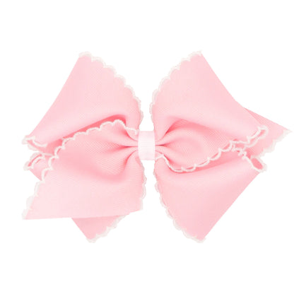 king moonstitch bow - light pink with white - Made by McNamara