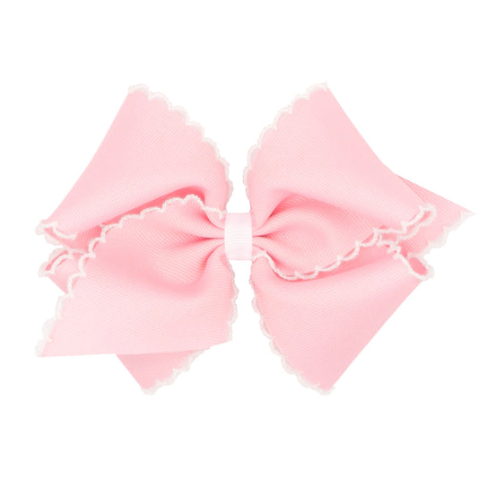 king moonstitch bow - light pink with white - Made by McNamara