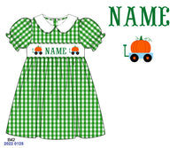 PERSONALIZED PUMPKIN WAGON  BISHOP DRESS GREEN  PRE-ORDER