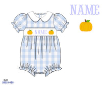 PERSONALIZED BLUE GINGHAM PUMPKIN  BUBBLE PRE-ORDER