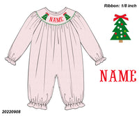 PERSONALIZED PINK SWISS DOT CHRISTMAS TREE ROMPER PRE-ORDER