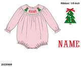 PERSONALIZED PINK GINGHAM CHRISTMAS TREE BUBBLE PRE-ORDER