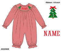 PERSONALIZED RED GINGHAM CHRISTMAS TREE ROMPER PRE-ORDER