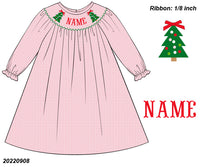 PERSONALIZED PINK GINGHAM CHRISTMAS TREE DRESS PRE-ORDER