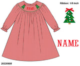 PERSONALIZED RED GINGHAM CHRISTMAS TREE DRESS PRE-ORDER