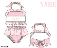 PERSONALIZED PINK GINGHAM SWIMSUIT TWO PIECE PRE-ORDER
