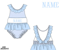 PERSONALIZED BLUE GINGHAM SWIMSUIT ONE PIECE PRE-ORDER