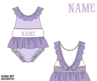 PERSONALIZED PURPLE GINGHAM SWIMSUIT ONE PIECE PRE-ORDER
