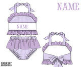 PERSONALIZED PURPLE GINGHAM SWIMSUIT TWO PIECE PRE-ORDER