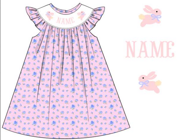 PERSONALIZED BUNNY FLORAL DRESS PRE-ORDER